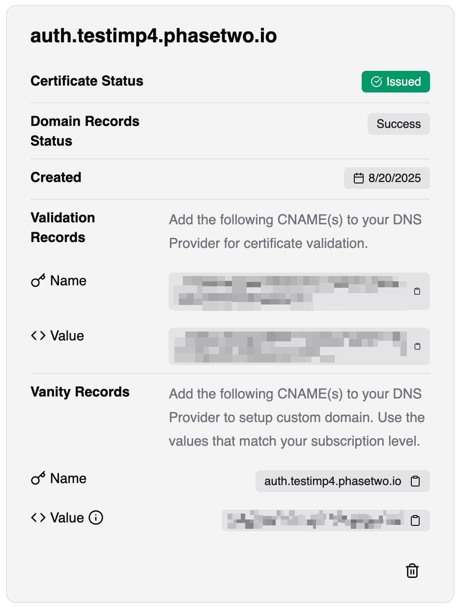Custom domain success